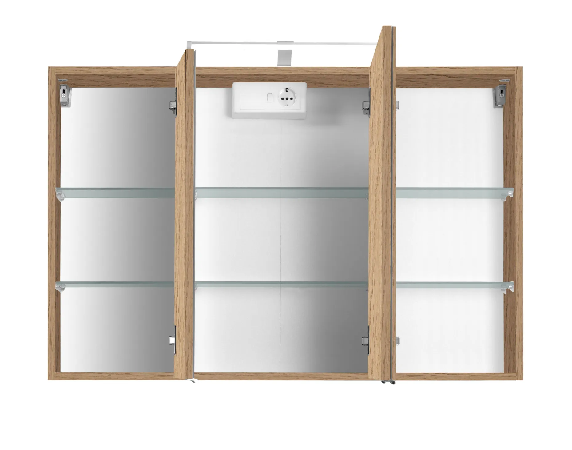 Spiegelschrank Bobbi 100cm Modell 2 3 Türen und led Beleuchtung - Eiche