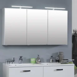 Spiegelschrank Bobbi 120cm Modell 2 3 Türen und led Beleuchtung - weiß