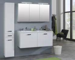 Spiegelschrank Bobbi 120cm Modell 2 3 Türen und led Beleuchtung - weiß