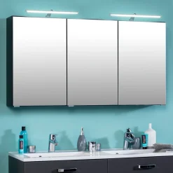 Spiegelschrank Bobbi 120cm Modell 2 3 Türen und led Beleuchtung - graphit
