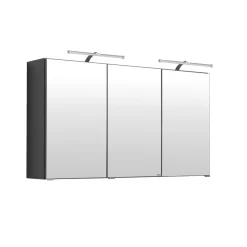 Spiegelschrank Bobbi 120cm Modell 2 3 Türen und led Beleuchtung - graphit