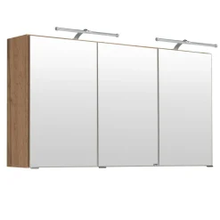 Spiegelschrank Bobbi 120cm Modell 2 3 Türen und led Beleuchtung - Eiche