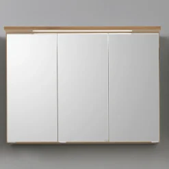 Spiegelschrank Bobbi 120cm Modell 1 3 Türen und LED-Beleuchtung - Eiche