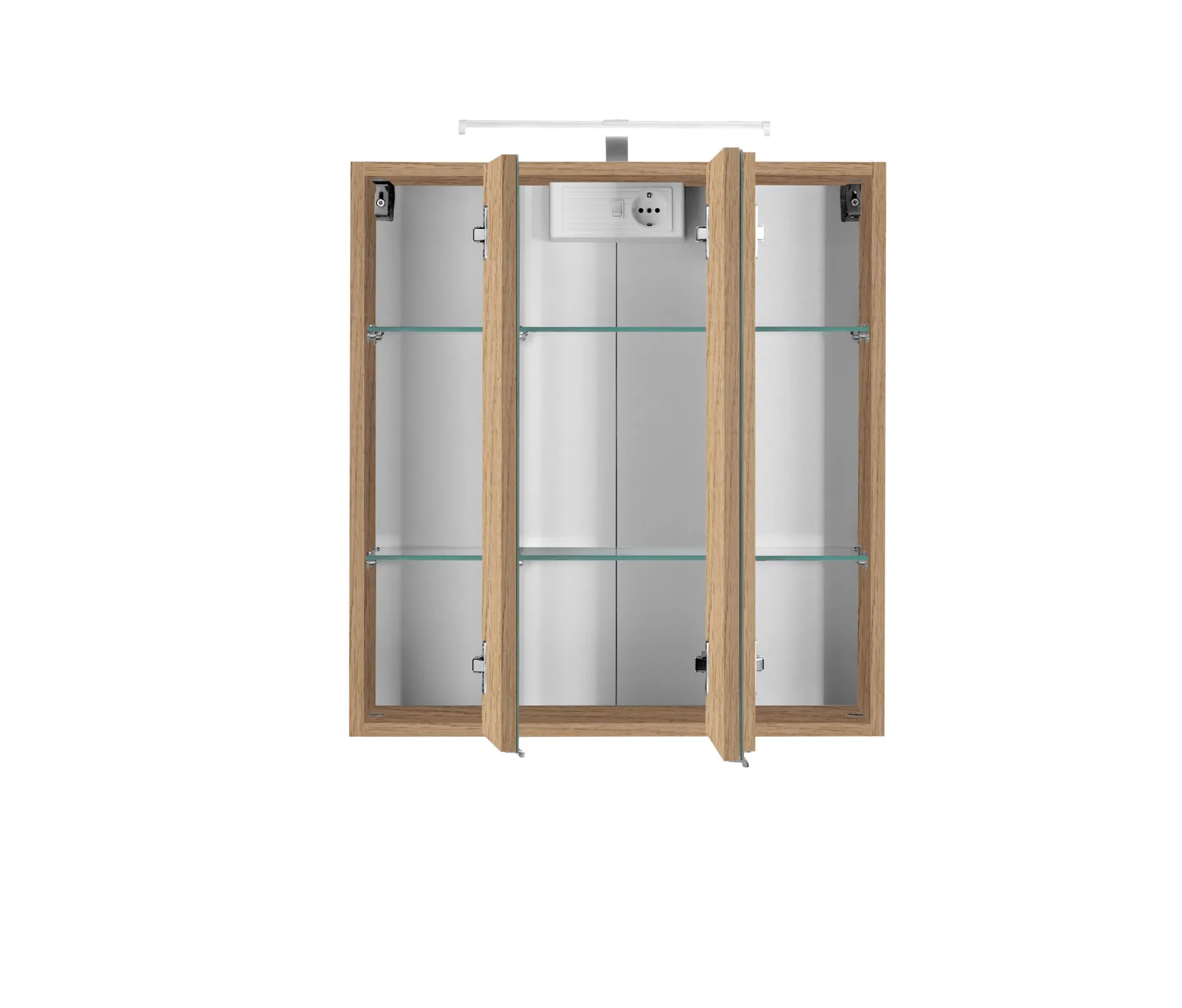 Spiegelschrank Bobbi 60cm Modell 2 3 Türen und led Beleuchtung - Eiche