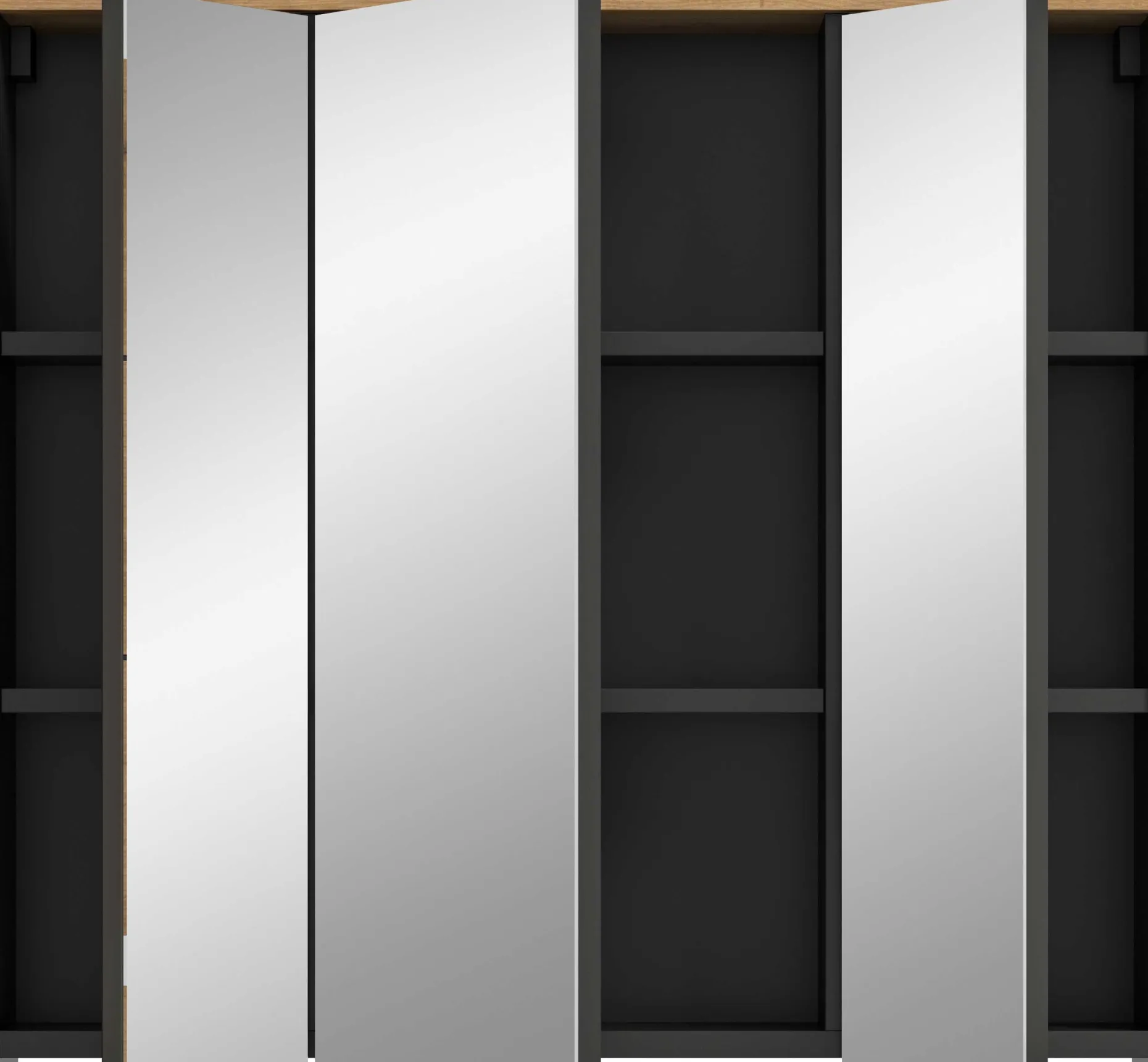 Spiegelschrank Canu Xonox - basaltgrau mit Holz-Detail - 80x73x21 cm