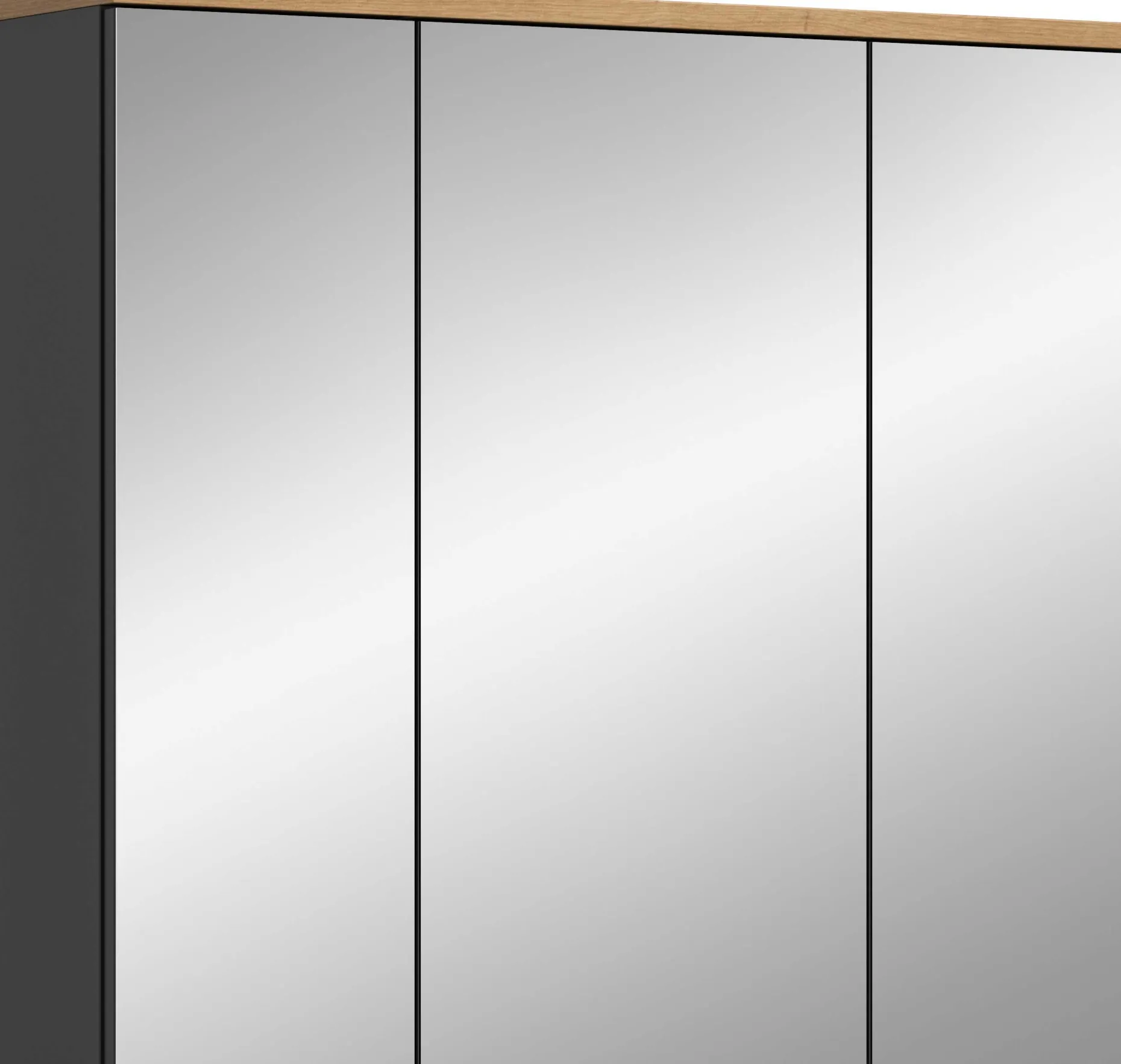 Spiegelschrank Canu Xonox - basaltgrau mit Holz-Detail - 80x73x21 cm