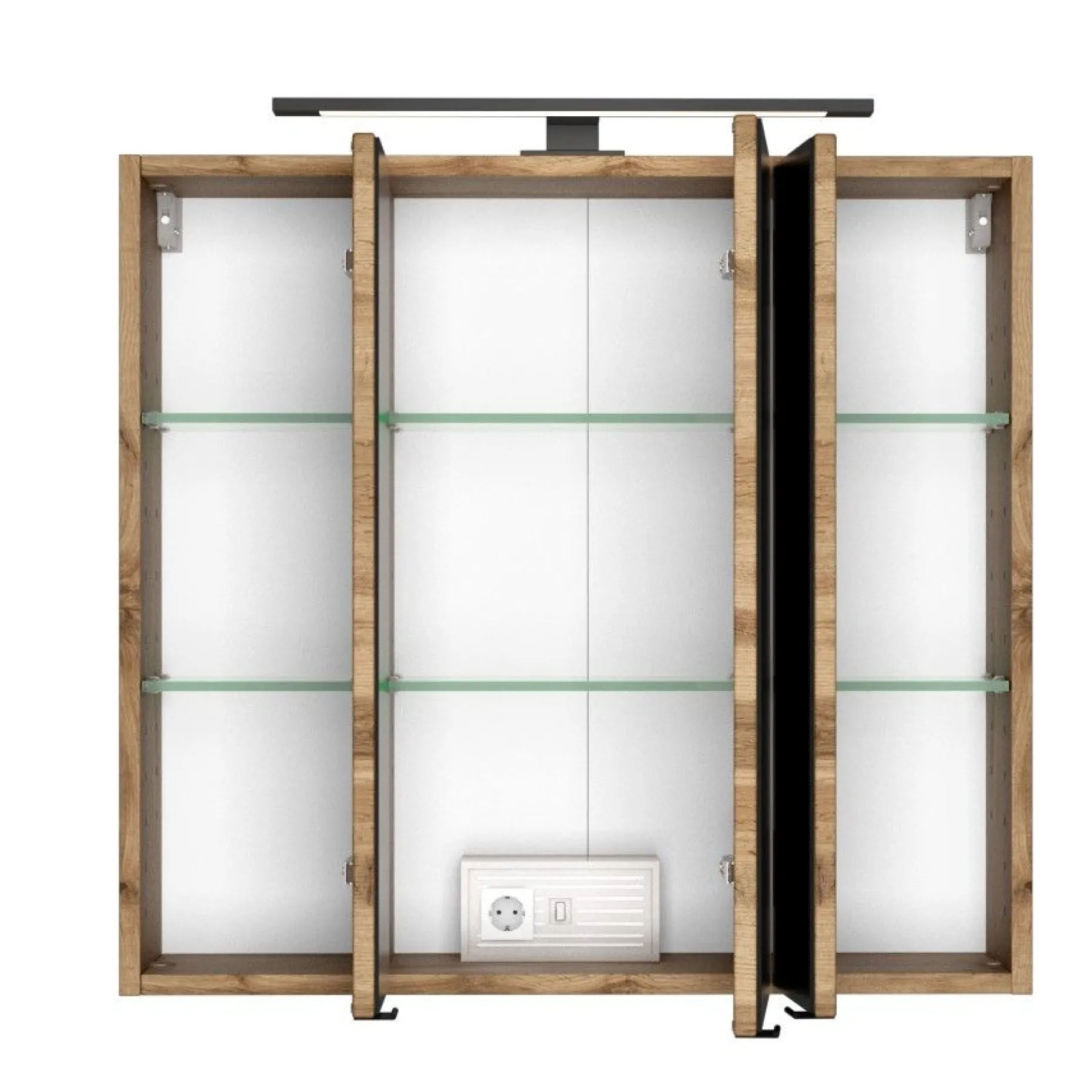 Spiegelschrank Dusan 70cm mit 3 Türen - Eiche wotan