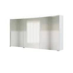 Spiegelschrank Florent gebogen 100cm mit 3 Türen und LED-Lichtleiste - weiß