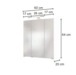 Spiegelschrank Hansen 60cm 3 Türen - weiß