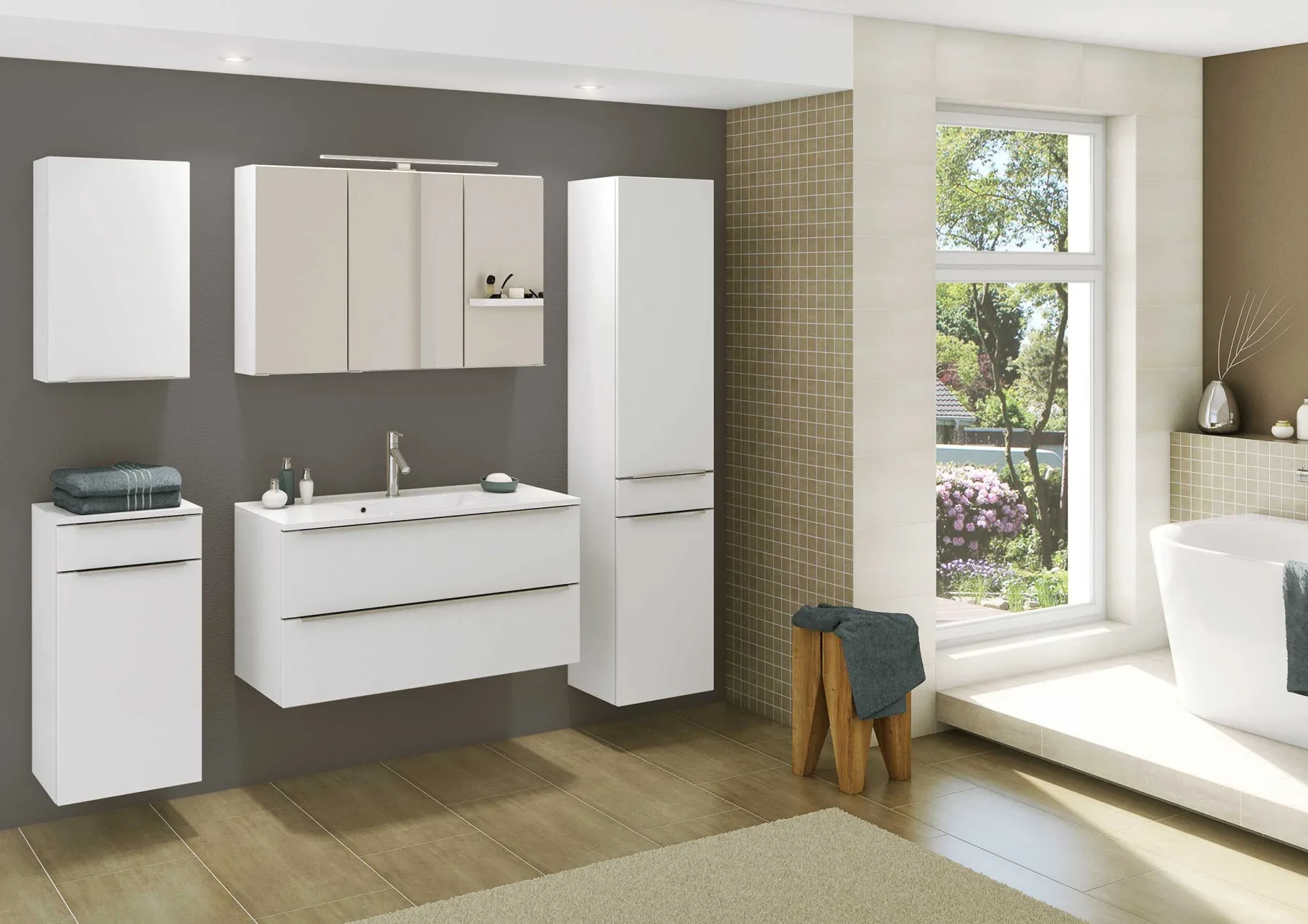 Spiegelschrank Hansen 100cm 3 Türen - weiß