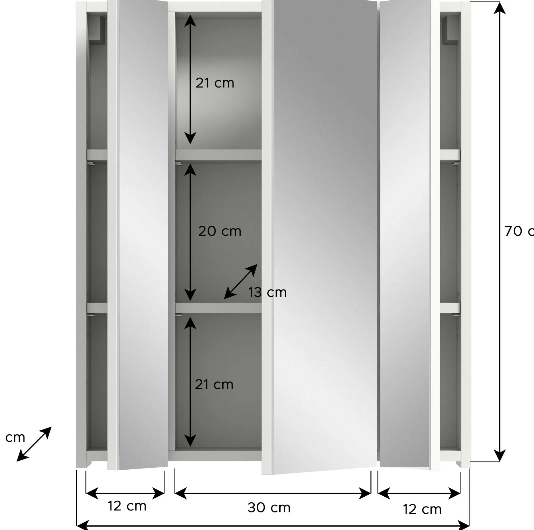 Spiegelschrank Ice Linus Xonox - Weiß - 60x70x18 cm