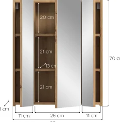 Spiegelschrank Ice Xonox - Artisan Oak - 60x70x18 cm - MDF