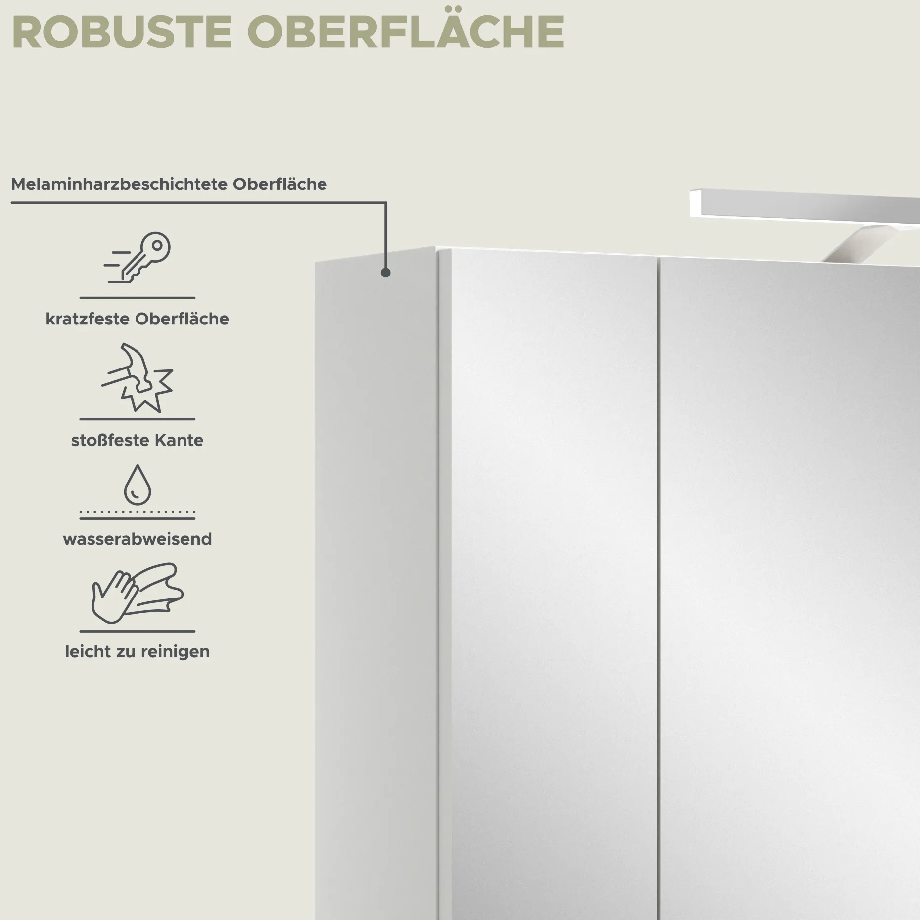 Spiegelschrank Ice Xonox mit LED-Beleuchtung - 60x55x46 cm - Weiß hochglänzend