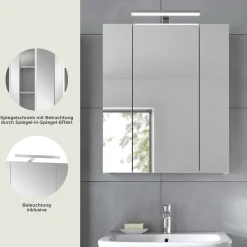 Spiegelschrank Ice Xonox mit LED-Beleuchtung - 60x55x46 cm - Weiß hochglänzend