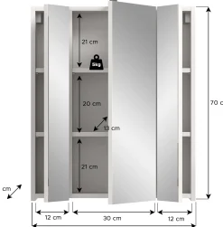 Spiegelschrank Ice Xonox mit LED-Beleuchtung - 60x55x46 cm - Weiß hochglänzend