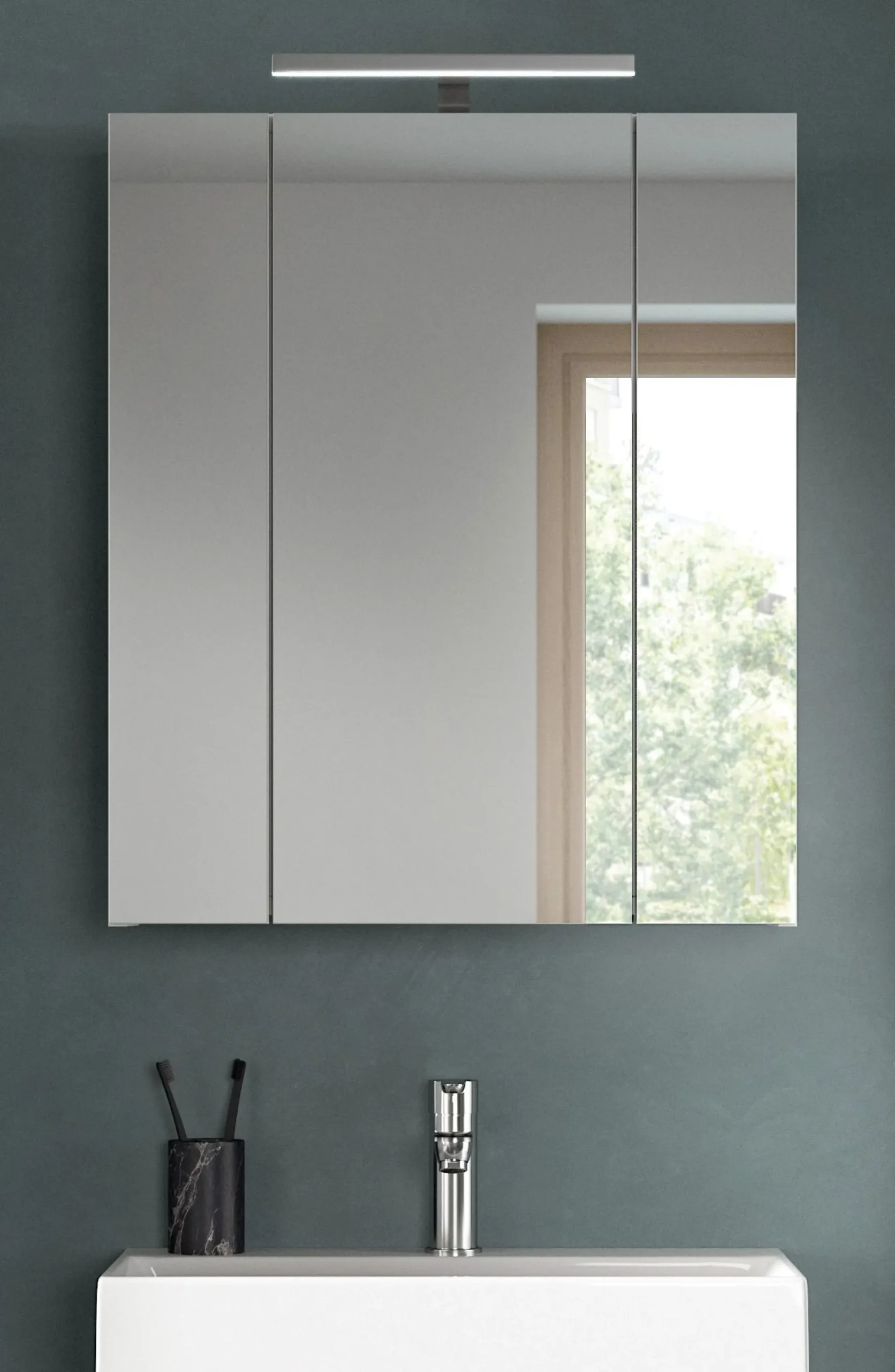 Spiegelschrank Ice Xonox mit LED-Beleuchtung - 60x55x46 cm - Weiß hochglänzend