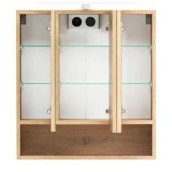 Spiegelschrank Karan 60cm 3 Türen mit Beleuchtung - Eiche
