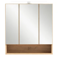 Spiegelschrank Karan 60cm 3 Türen mit Beleuchtung - Eiche