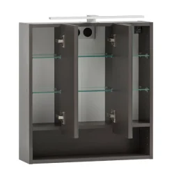 Spiegelschrank Karan 60cm 3 Türen mit Beleuchtung - anthrazit