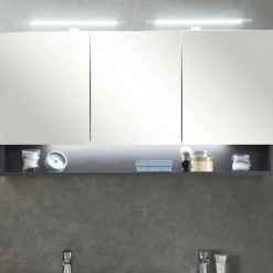 Spiegelschrank Karan 120cm 3 Türen mit Beleuchtung - anthrazit