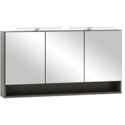 Spiegelschrank Karan 120cm 3 Türen mit Beleuchtung - anthrazit