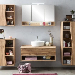 Spiegelschrank Karan 100cm 3 Türen mit Beleuchtung - Eiche