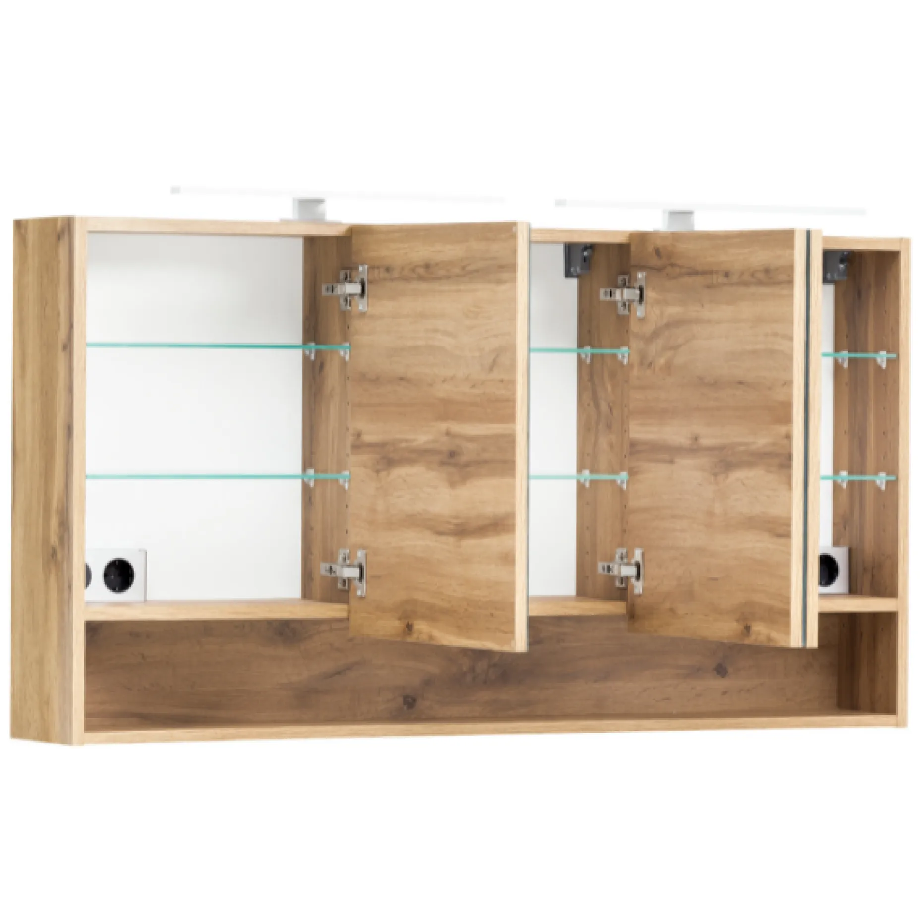 Spiegelschrank Karan 120cm 3 Türen mit Beleuchtung - Eiche