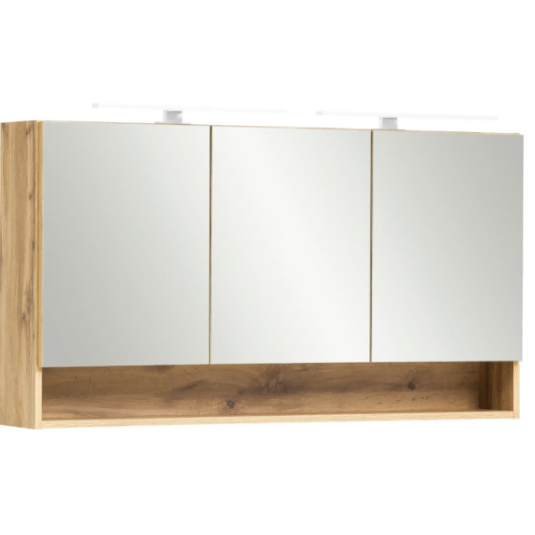 Spiegelschrank Karan 120cm 3 Türen mit Beleuchtung - Eiche