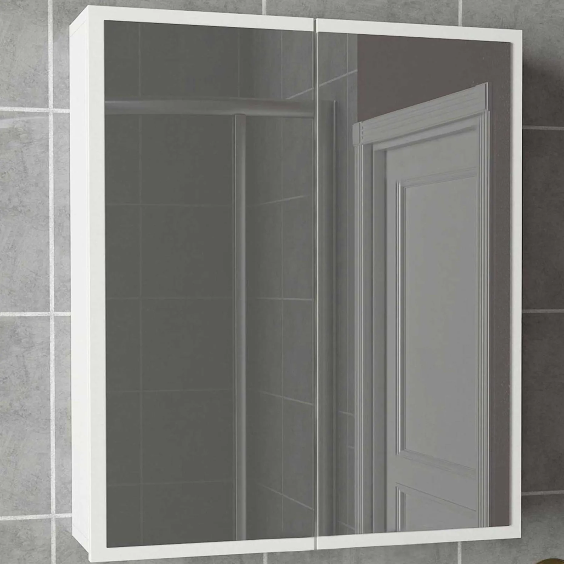 Spiegelschrank Kayla - 60x17x77cm - 2 Türen - weiß