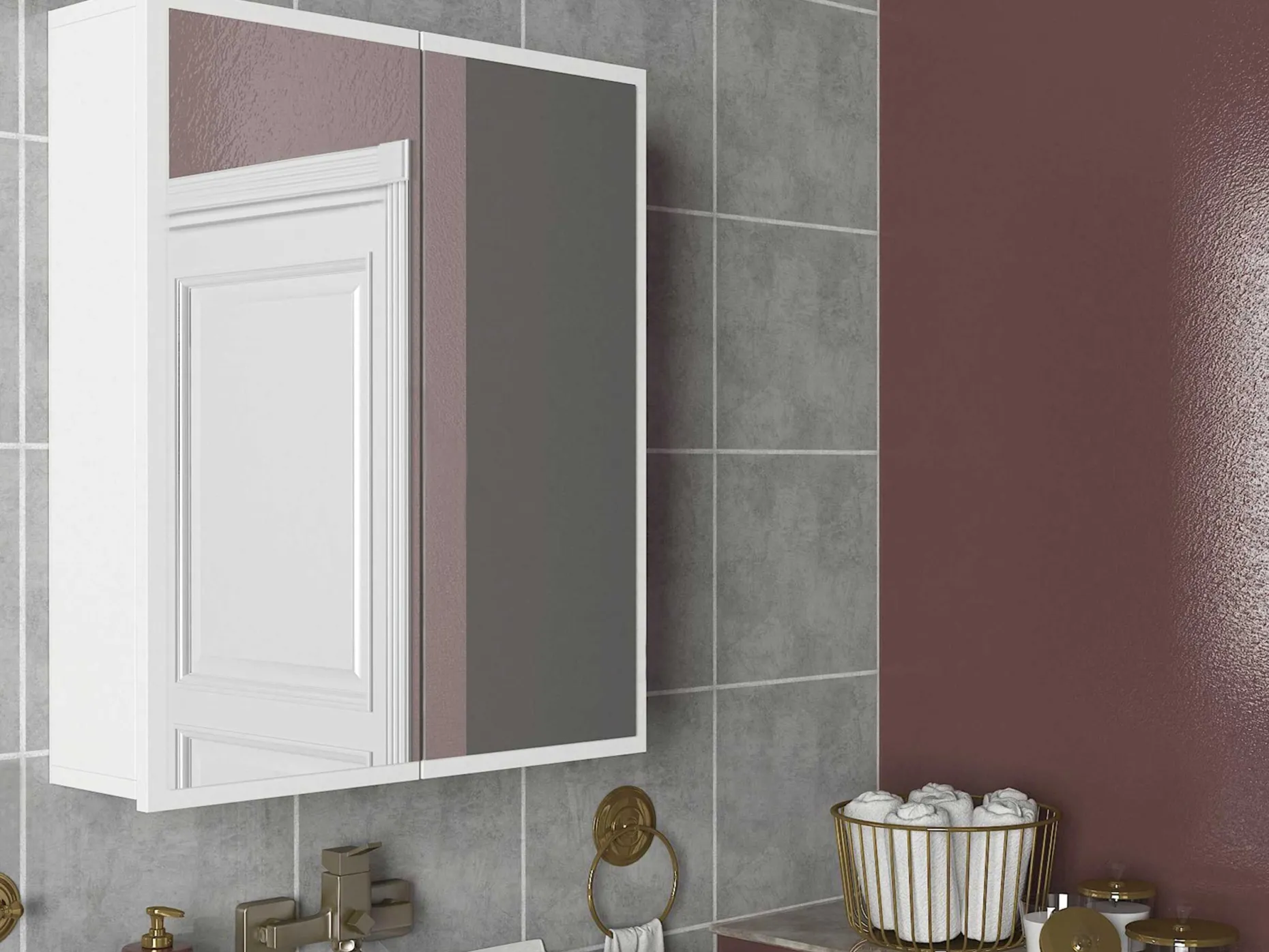 Spiegelschrank Kayla - 60x17x77cm - 2 Türen - weiß