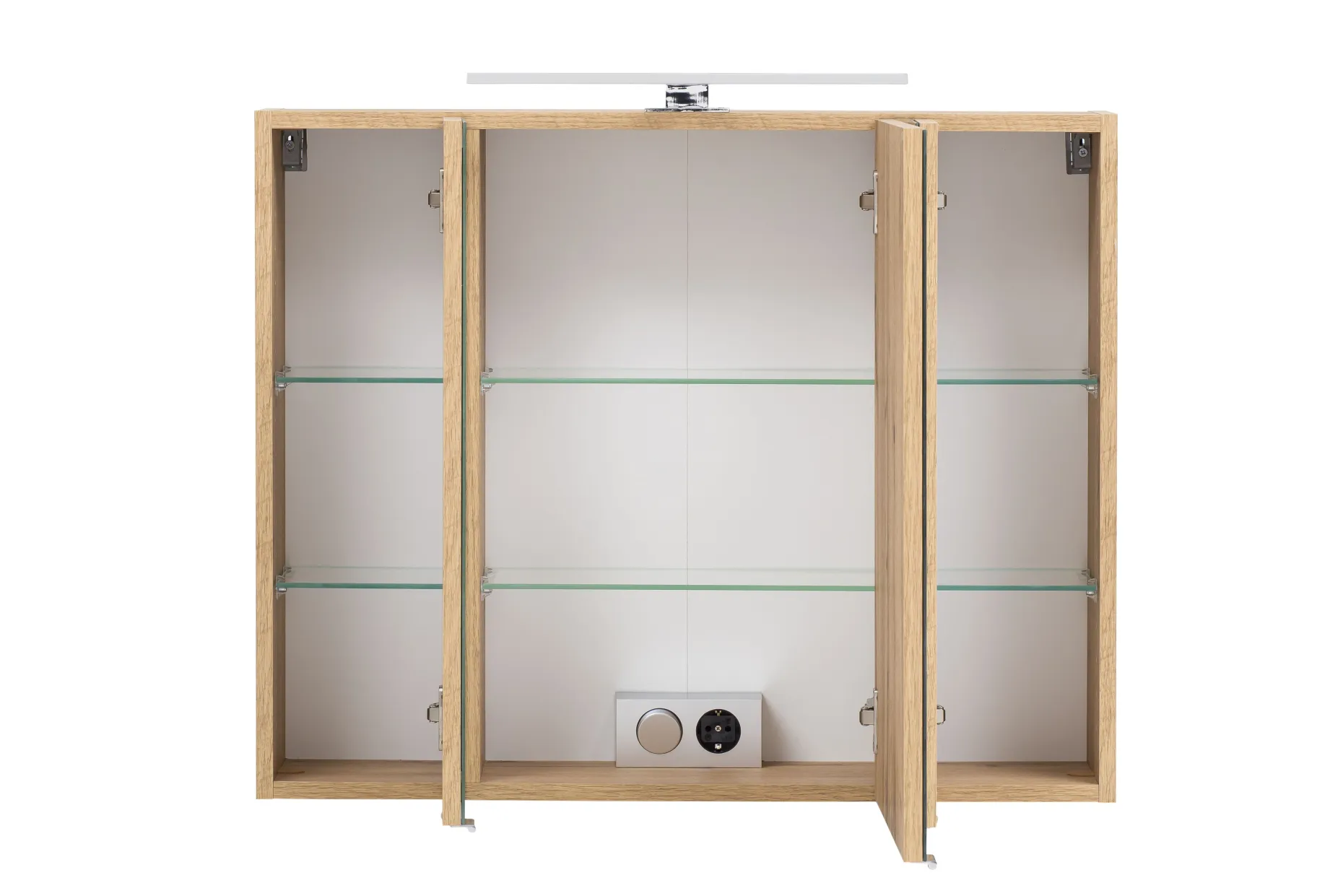 Spiegelschrank Kornel/Luna 80cm 3 Türen und LED-Beleuchtung - Eiche