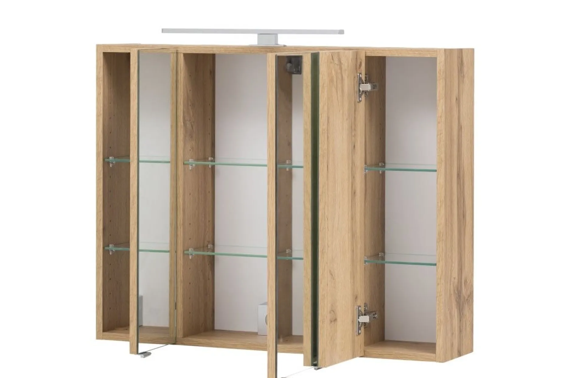 Spiegelschrank Kornel/Luna 80cm 3 Türen und LED-Beleuchtung - Eiche