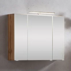 Spiegelschrank Kornel/Luna 80cm 3 Türen und LED-Beleuchtung - Eiche