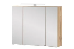 Spiegelschrank Kornel/Luna 80cm 3 Türen und LED-Beleuchtung - Eiche