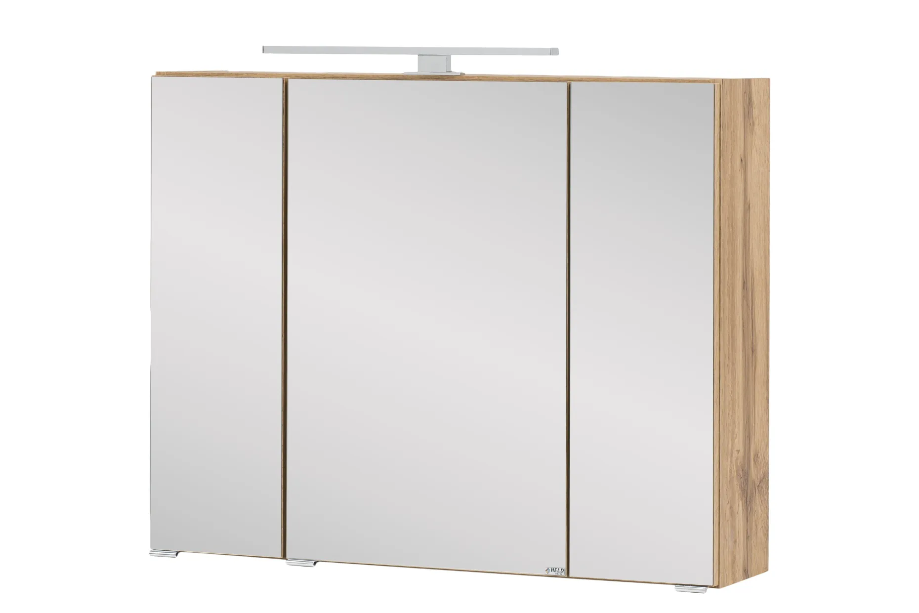 Spiegelschrank Kornel/Luna 80cm 3 Türen und LED-Beleuchtung - Eiche