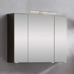 Spiegelschrank Kornel/Luna 80cm 3 Türen und LED-Beleuchtung - graphitgrau