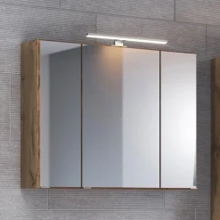 Spiegelschrank Luna 60cm mit 3 Türen und LED-Licht - Eiche