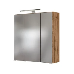 Spiegelschrank Luna 60cm mit 3 Türen und LED-Licht - Eiche