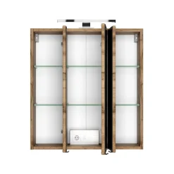Spiegelschrank Luna 60cm mit 3 Türen und LED-Licht - Eiche