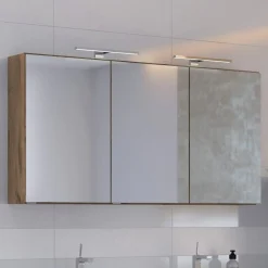 Spiegelschrank Luna 120cm mit 3 Türen und LED-Licht - Eiche