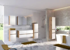 Spiegelschrank Luna 120cm mit 3 Türen und LED-Licht - Eiche