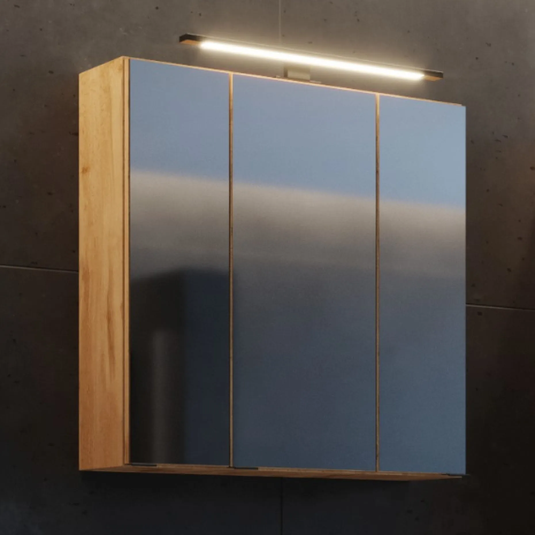 Spiegelschrank Malvo 60cm 3 Türen mit Beleuchtung - Eiche