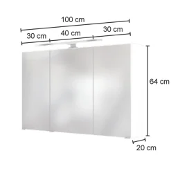 Spiegelschrank Pisca 100cm 3 Türen - Eiche