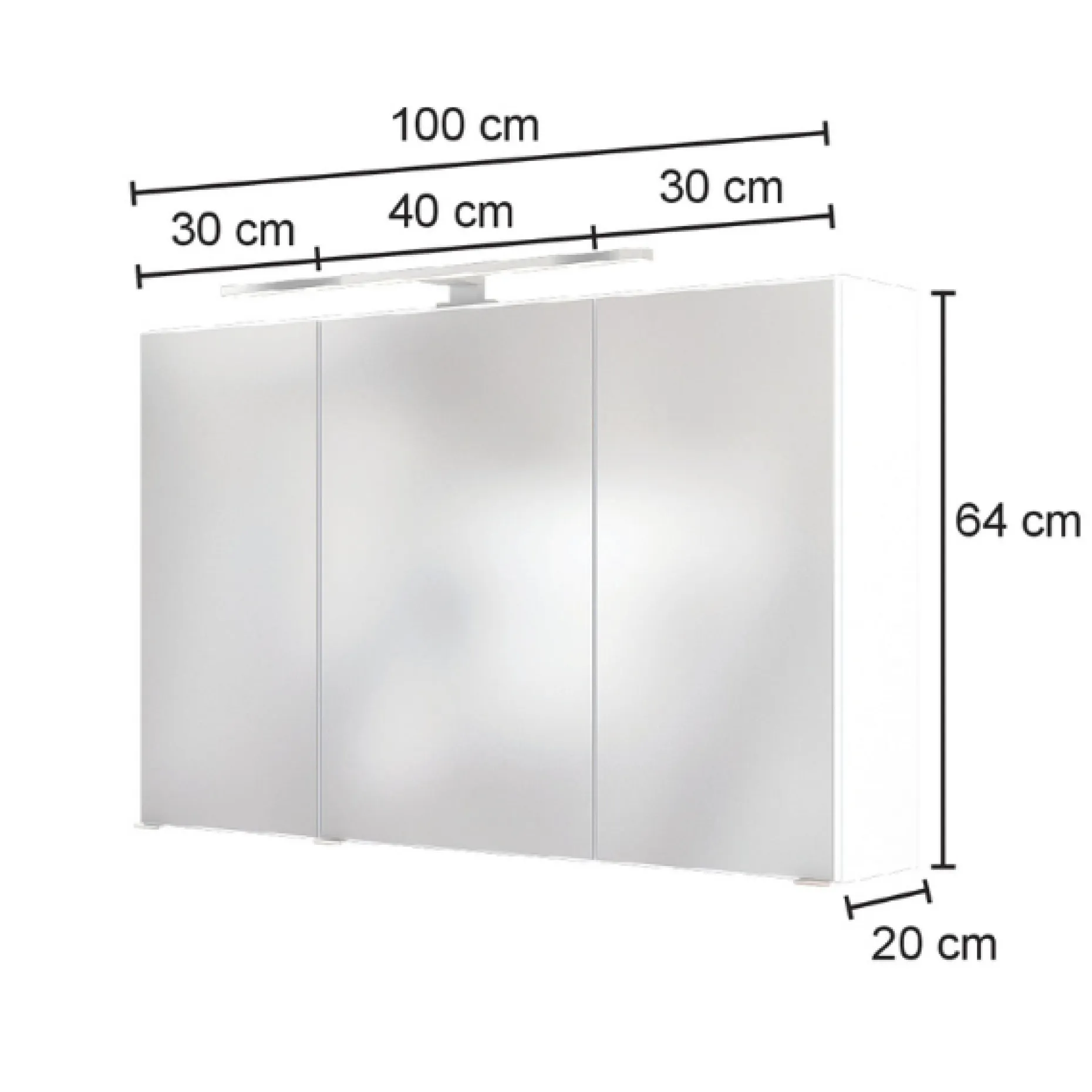 Spiegelschrank Pisca 100cm 3 Türen - Eiche