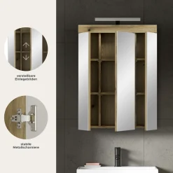 Spiegelschrank Scout Xonox - Evoak Oak - 60x79x18 cm - mit Beleuchtung