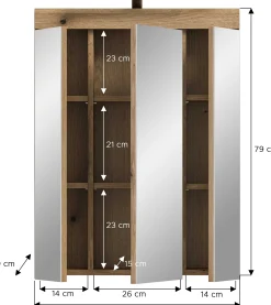 Spiegelschrank Scout Xonox - Evoak Oak - 60x79x18 cm - mit Beleuchtung