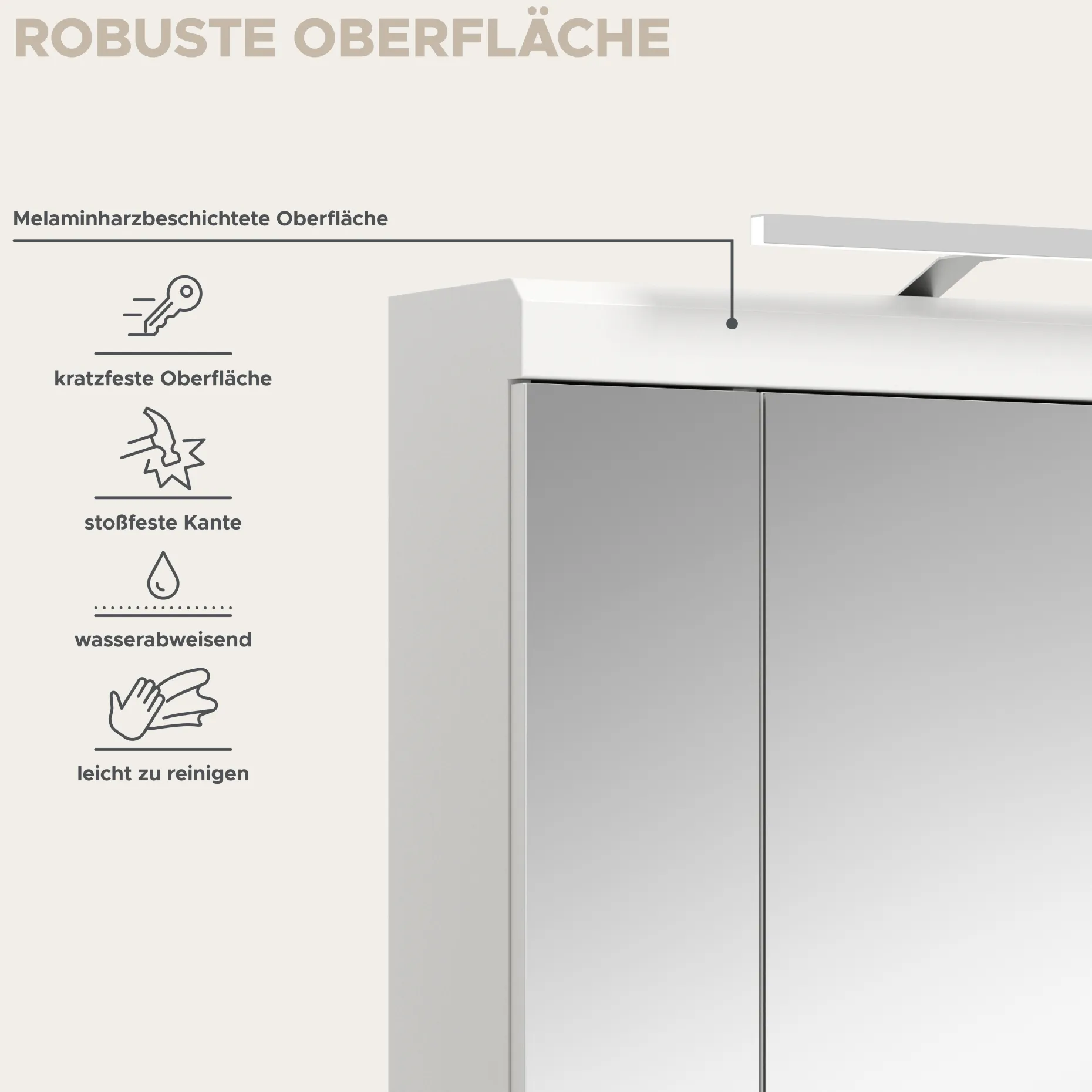 Spiegelschrank Scout Xonox - hochwertiger Weiß-Hochglanz - 60x79x18 cm