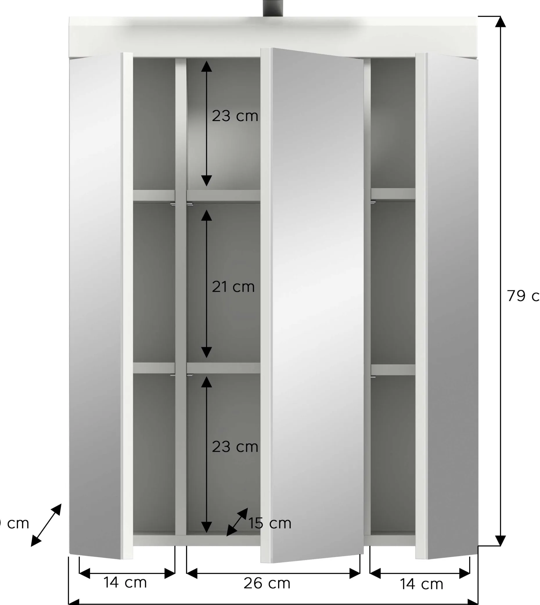 Spiegelschrank Scout Xonox - hochwertiger Weiß-Hochglanz - 60x79x18 cm