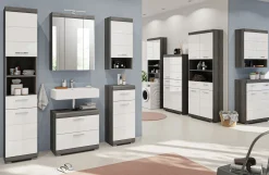 Spiegelschrank Scout Xonox - mit Beleuchtung - 60x79x18 cm - Smoke Silver/Weiß