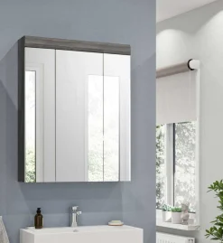 Spiegelschrank Scout Xonox - Rauchsilber/Weiß - 60x79x18 cm